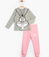 Спортивний костюм (лонгслів, штани) Багз Банні 104 см (4 роки) Cimpa LT16633 Сіро-рожевий 8691109851123