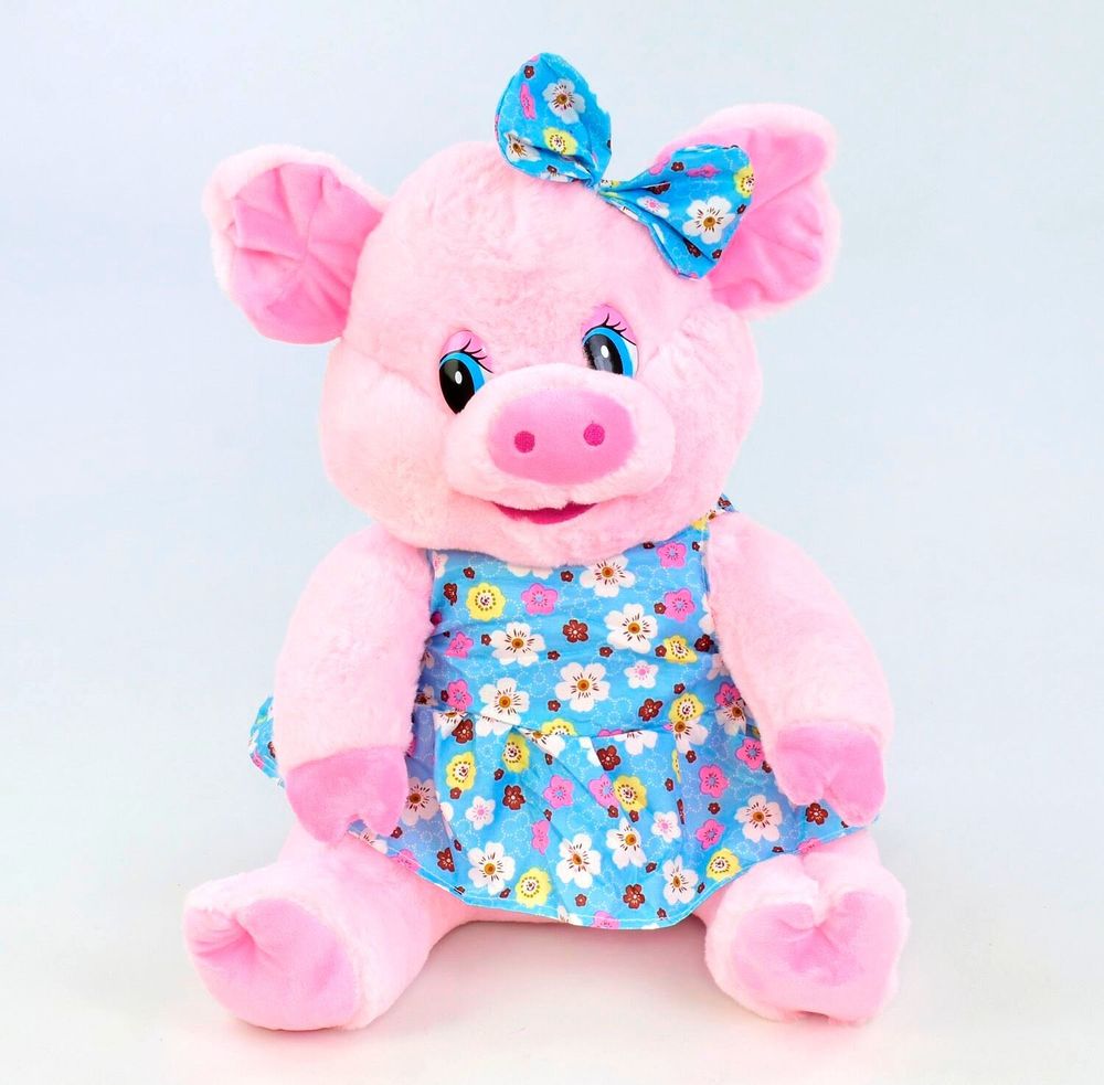Мягкая игрушка свинка со свуковыми эффектами розовая 34 см 70627048