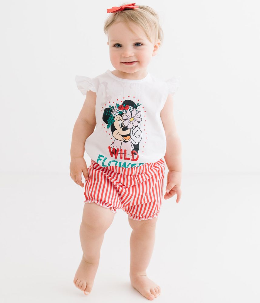 Комплект (футболка, шорты) Minni Mouse 68-74 см (6-9 мес) Disney MN17461 Бело-красный 8691109875822