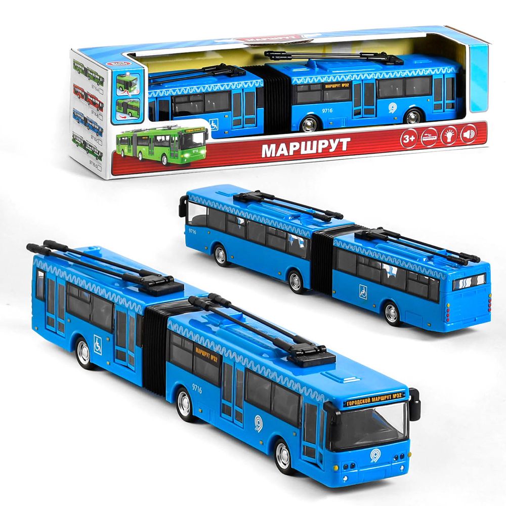 Тролейбус з інерційним механізмом Kimi зі світловим та звуковим ефектом Синій 6988600092912