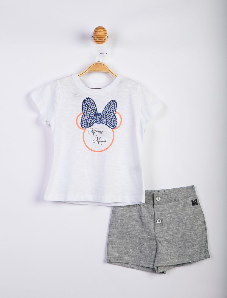 Комплект (футболка+шорты) Minnie Mouse 2 года (92 см) Disney (лицензированный) Cimpа белый серый MN15195