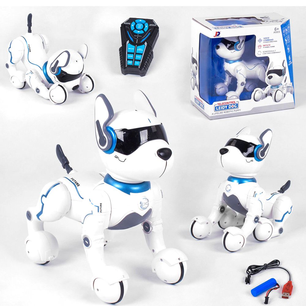 Робот собака на радіокеруванні Kimi зі звуковими ефектами Біло-синя 6965326081093