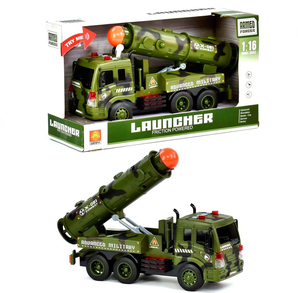 Військова пускова машина зі світловими і звуковими ефектами Kimi зелена 68349048