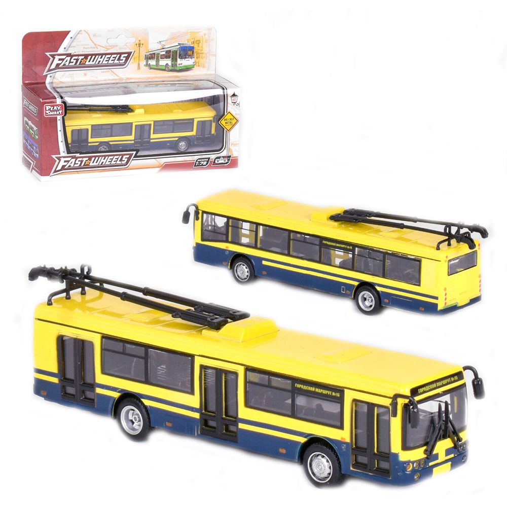 Тролейбус Kimi з інерційним механізмом Жовто-синій 6988600090512