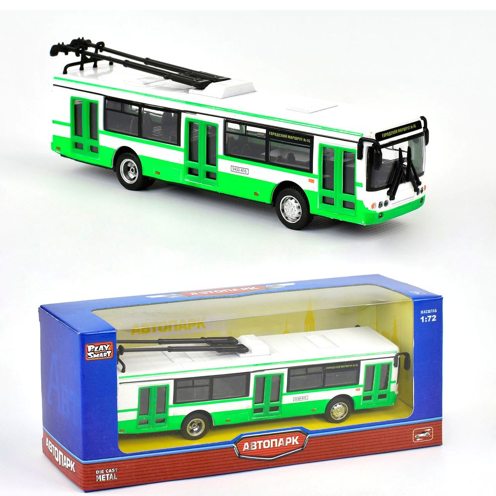 Троллейбус Kimi с инерционным механизмом Бело-зеленый 6988600090482