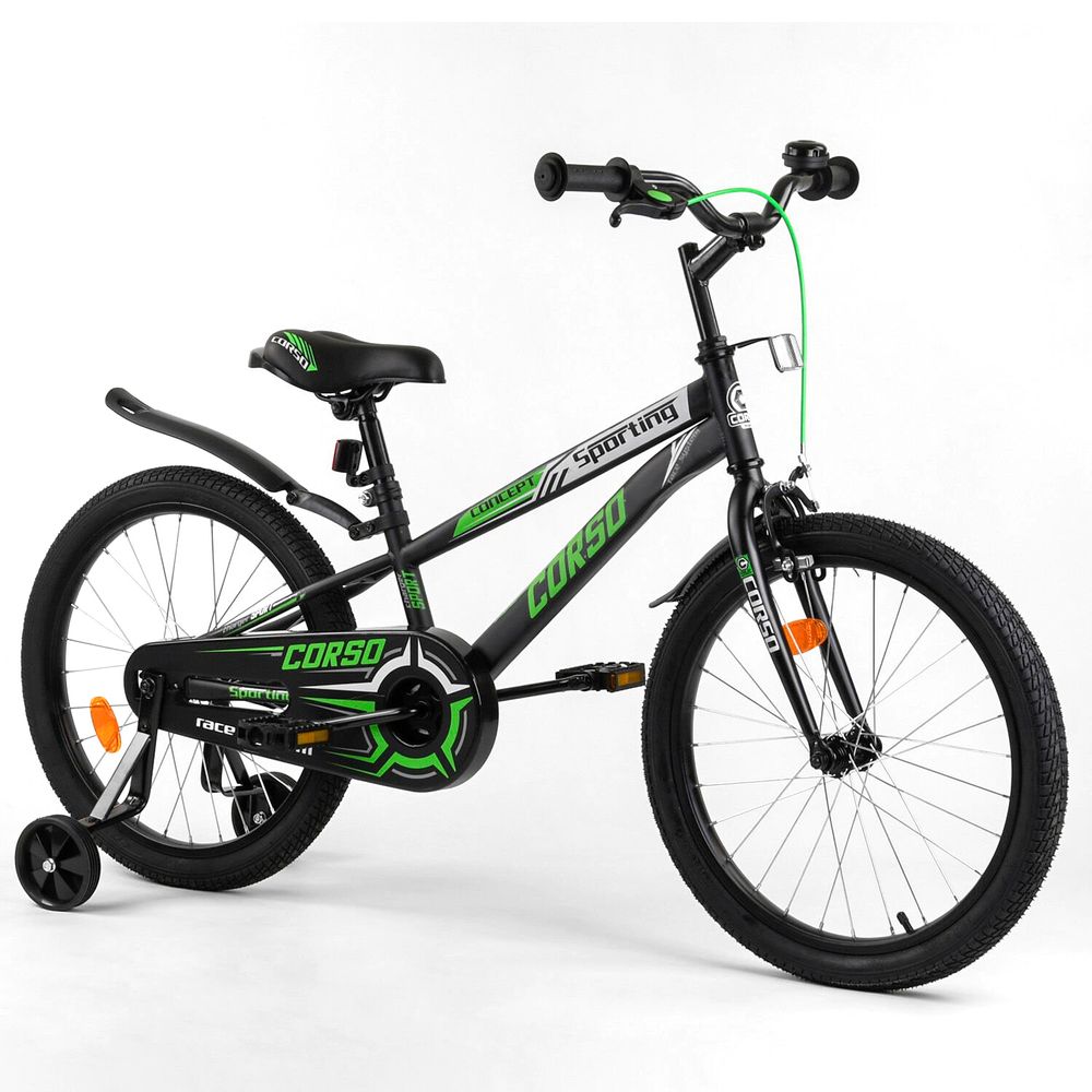 Велосипед Corso 20" Чорно-зелений 6800082207158