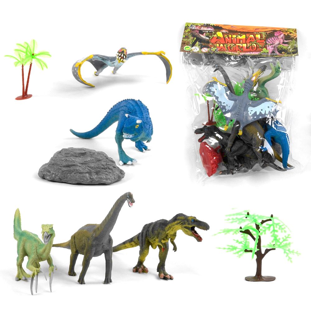 Набір динозаврів з аксесуарами Kimi 11 елементів Різнокольоровий 6966213422944