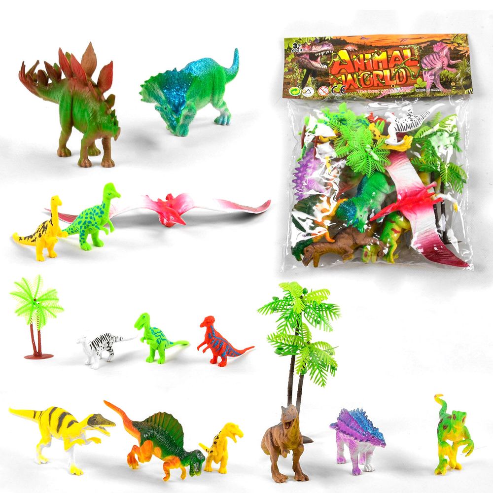 Набір динозаврів з аксесуарами Kimi 13 елементів Різнокольоровий 6966213424245