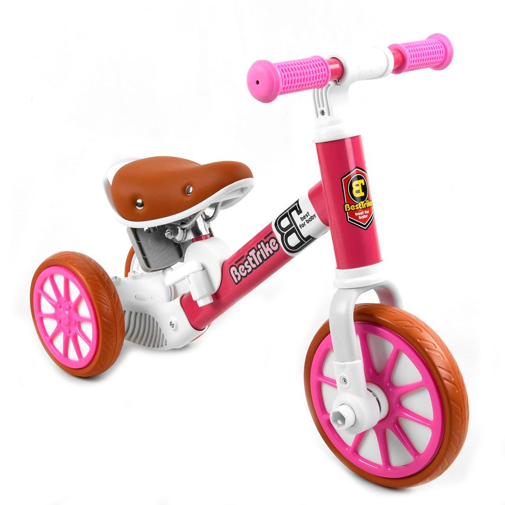 Детский велосипед 2 в 1 Best Trike Бело-розовый 6989229360055