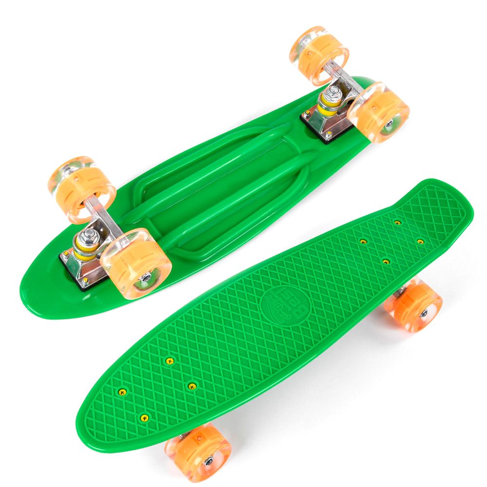 Пенні борд Board зі світловим ефектом Зелено-оранжевий 6900066348761
