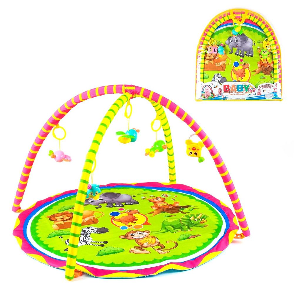 Игровой коврик Животные Kimi с 5 подвесками-погремушками разноцветный 60434048
