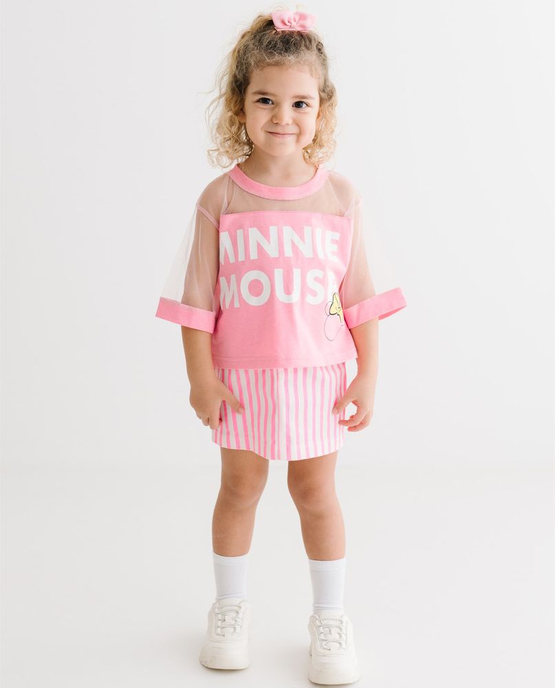 Комплект (футболка, шорти) Minni Mouse 98 см (3 роки) Disney MN17665 Біло-рожевий 8691109885494