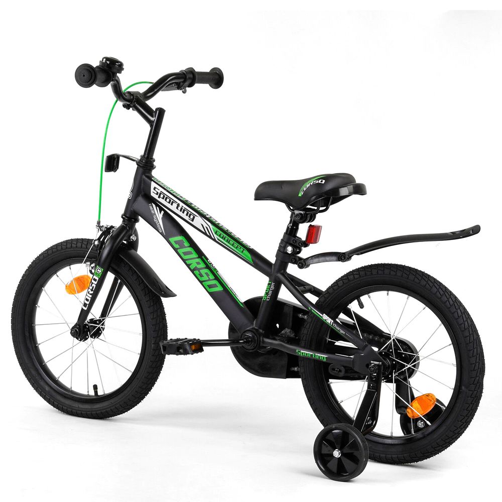 Велосипед Corso 16" Чорно-зелений 6800082162181