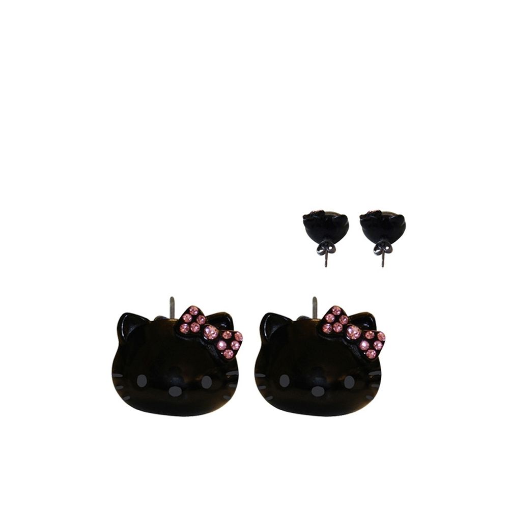 Сережки-пусети Hello Kitty Sanrio Чорно-рожевий 4045316474844