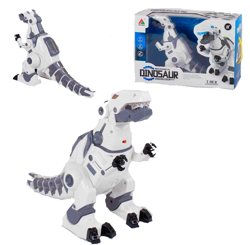 Робот-динозавр Kimi со световым и звуковым эффектом Бело-серый 6965927010362