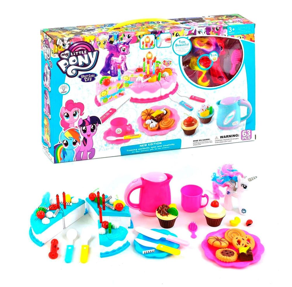 Набор посуды и продуктов Pony 63 предмета со световым эффектом разноцветный 69961048