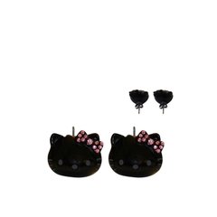Серьги-пусеты Hello Kitty Sanrio Черно-розовый 4045316474844
