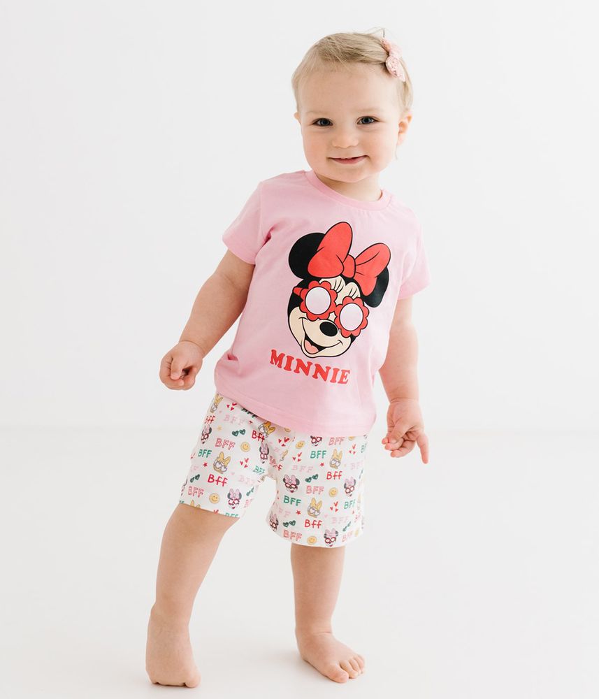 Комплект (футболка, шорты) Minni Mouse 86 см (1 год) Disney MN17335 Бело-розовый 8691109876201