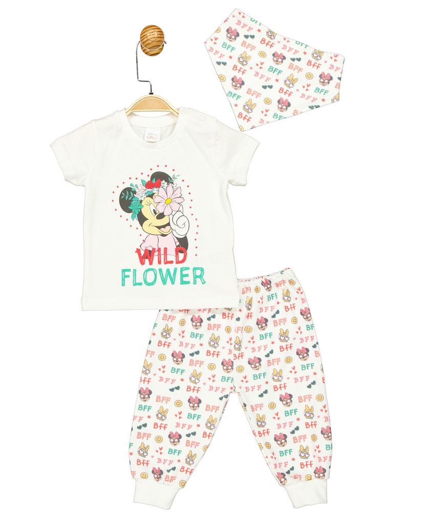 Комплект (футболка, штаны, бандана) Minni Mouse 62-68 см (3-6 мес) Disney MN17336 Белый 8691109874955