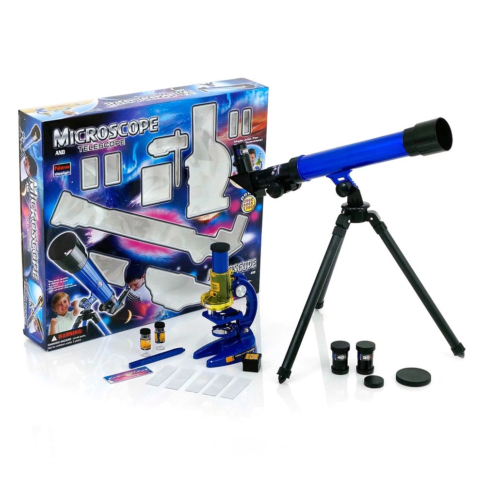 Науковий набір Мікроскоп+Телескоп Kimi зі світловим ефектом Синій 6965381400037