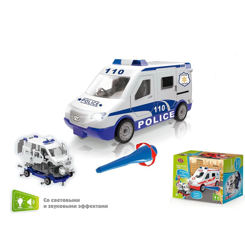 Поліцейська машина Конструктор Kimi зі світловим і звуковим ефектом Біло-синя 6900045113007