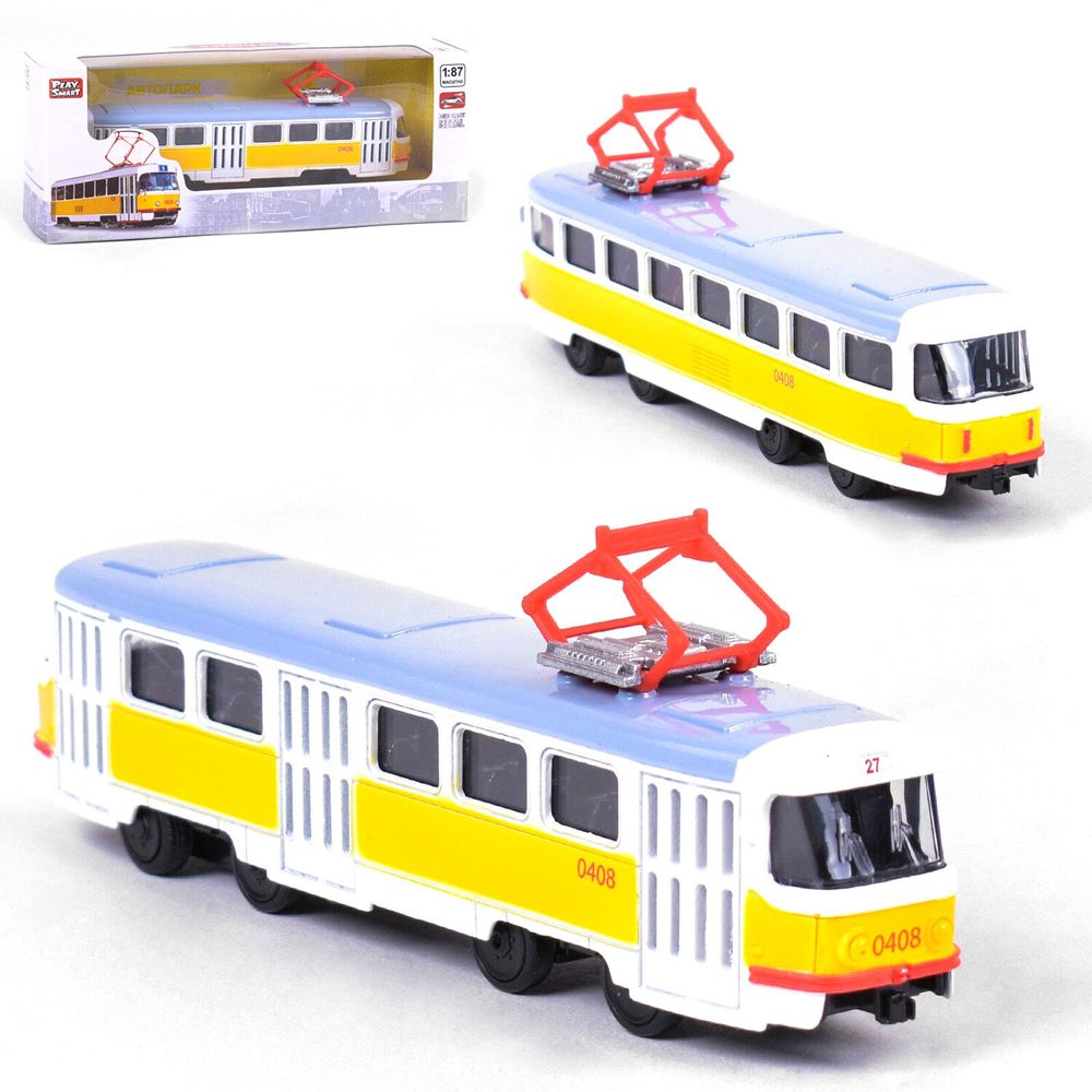 Трамвай металопластиковий Kimi з інерційним механізмом Біло-жовтий 6988600091120