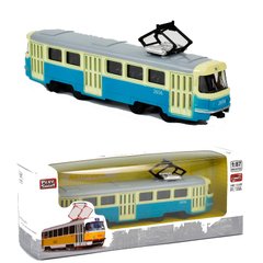 Трамвай металлопластиковый Kimi с инерционным механизмом Бежево-голубой 6988600091137