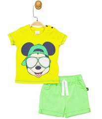 Комплект (футболка, шорты) Mickey Mouse 68-74 см (6-9 мес) Disney MC17271 Желто-салатовый 8691109875419