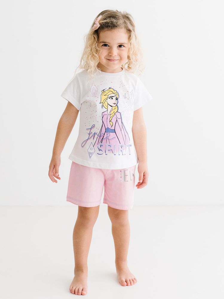 Комплект (футболка, шорты) Frozen 122 см (7 лет) Disney FZ18124 Бело-розовый 8691109891082