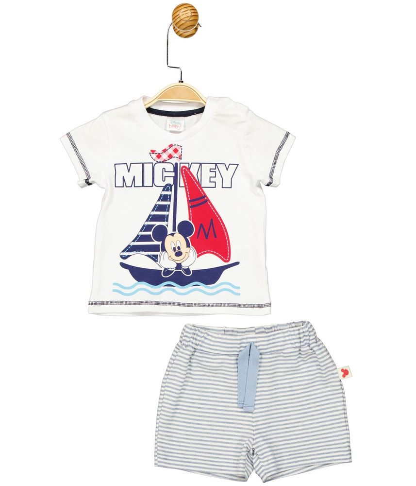 Комплект (футболка, шорты) Mickey Mouse 68-74 см (6-9 мес) Disney MC17266 Бело-серый 8691109875372