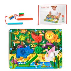 Деревянная игра Лабиринт джунгли с магнитами Kimi Разноцветный 690067479754