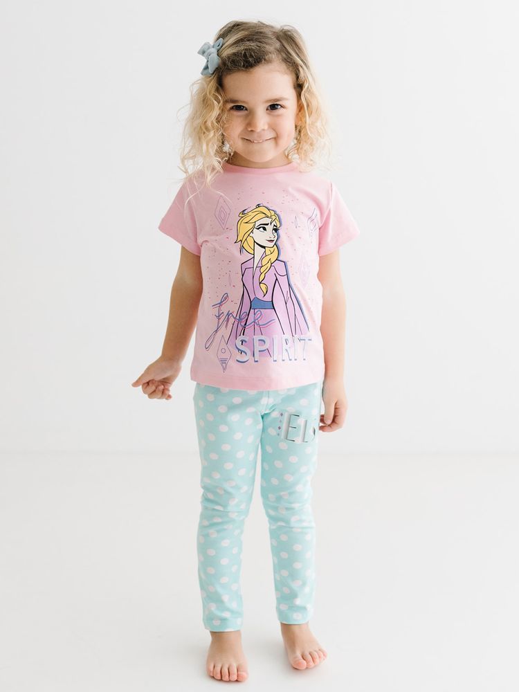 Комплект (футболка, штани) Frozen 98 см (3 роки) Disney FZ18079 Рожево-бірюзовий 8691109887443