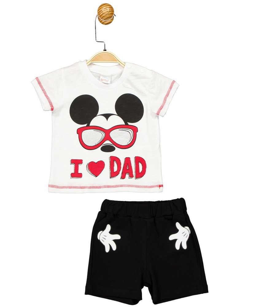 Комплект (футболка, шорты) Mickey Mouse 68-74 см (6-9 мес) Disney MC17260 Бело-черный 8691109873705