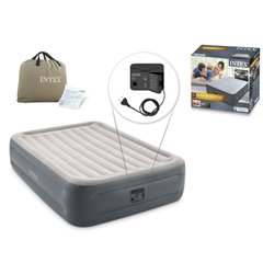 Надувной кровать-матрас Intex со встроенным электрическим насосом Серо-бежевый 6941057417653