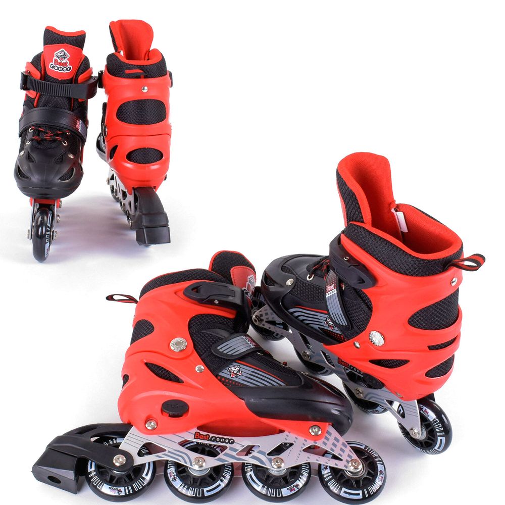 Роликовые коньки Roller 30-33 р со световым эффектом Черно-красный 6900066343353