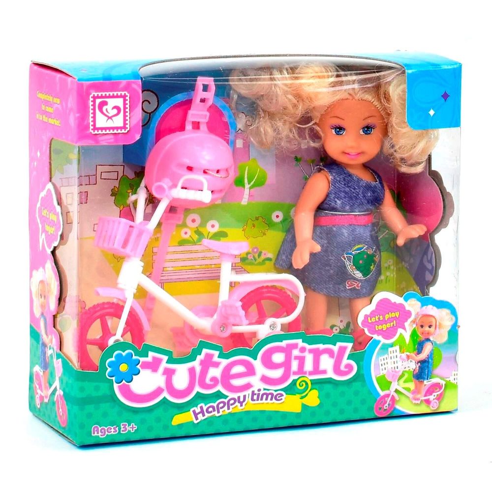 Кукла с велосипедом Kimi розовая 49154048