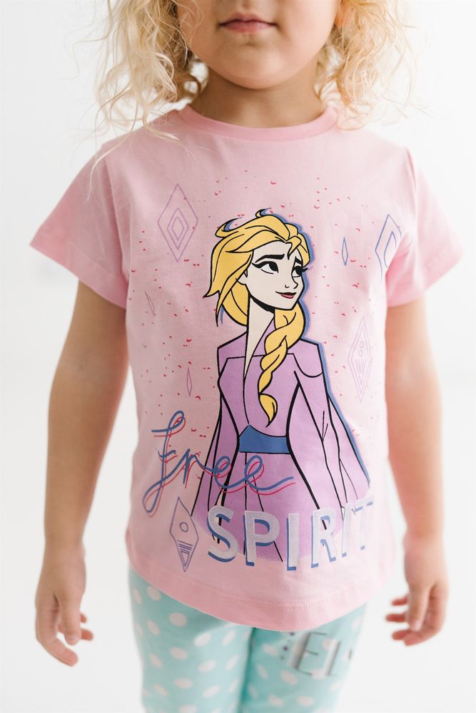 Комплект (футболка, штани) Frozen 116 см (6 років) Disney FZ18079 Рожево-бірюзовий 8691109887474
