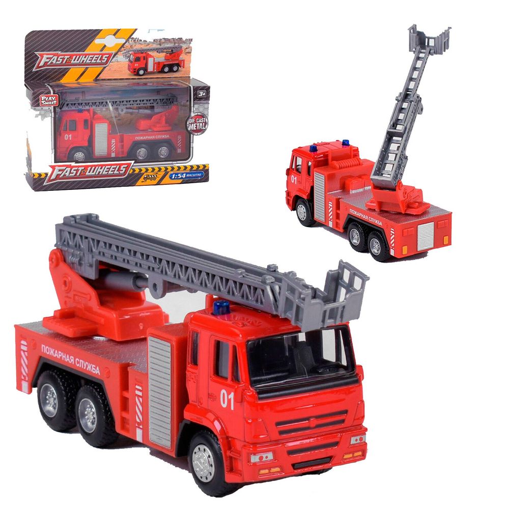 Пожарная машина металлопластиковая Kimi с инерционным механизмом Красная 6988600091021