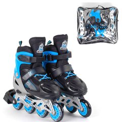 Роликовые коньки Roller 34-37 р со световым эффектом Черно-голубой 6900066343391