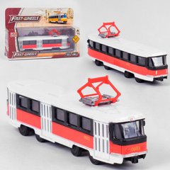 Трамвай металлопластиковый Kimi с инерционным механизмом Бело-оранжевый 6988600091144