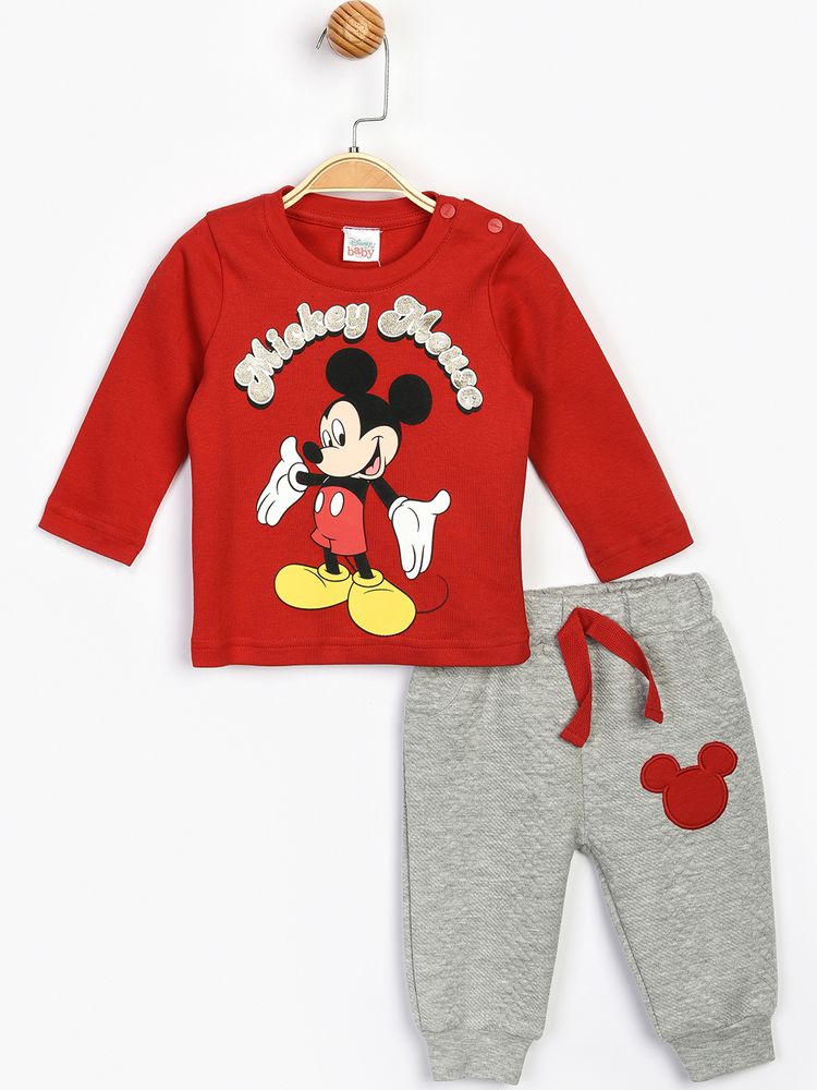 Комплект (світшот, штани) Міккі Маус 80-86 см (12-18 міс) Disney MC16202 Сіро-червоний 8691109824479